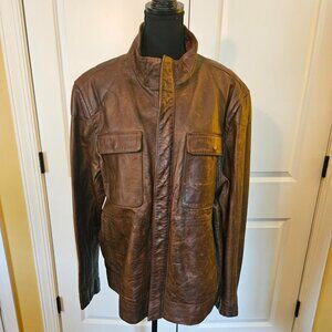 Gap Men's Brown Leather Coat